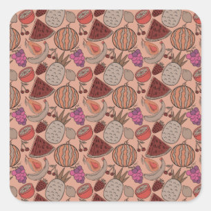 Fruit seamless pattern Fruit surface pattern 45 Square Sticker