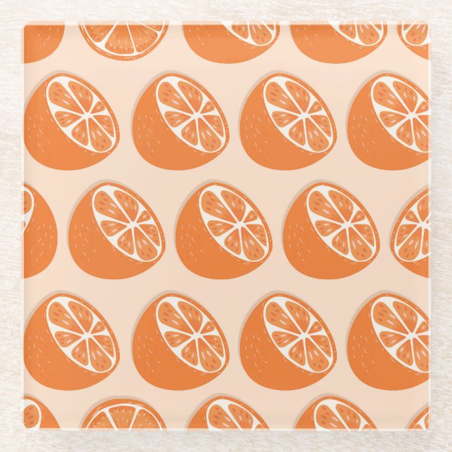 Fruit Seamless Pattern. Glass Coaster (Front)
