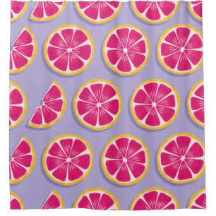 Fruit seamless pattern, grapefruit slices with sha