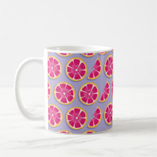 Fruit seamless pattern, grapefruit slices with sha coffee mug