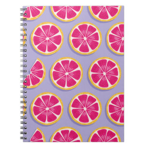 Fruit seamless pattern, grapefruit slices with sha notebook