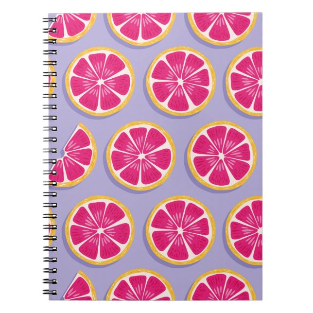 Fruit seamless pattern, grapefruit slices with sha notebook (Front)