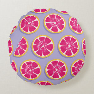 Fruit seamless pattern, grapefruit slices with sha round pillow