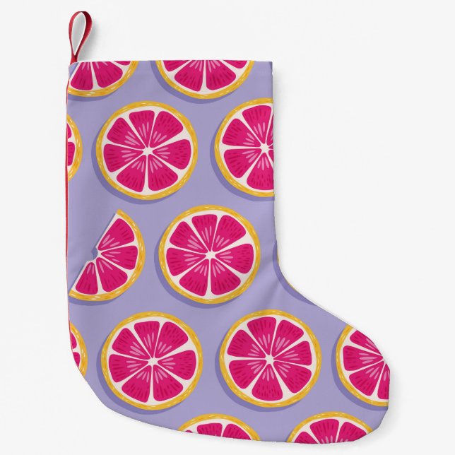 Fruit seamless pattern, grapefruit slices with sha small christmas stocking (Front)