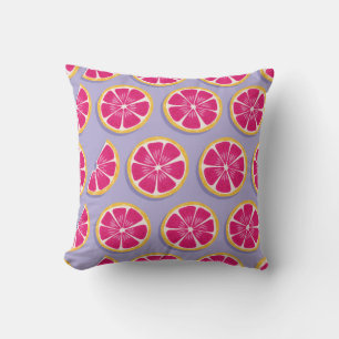 Fruit seamless pattern, grapefruit slices with sha throw pillow