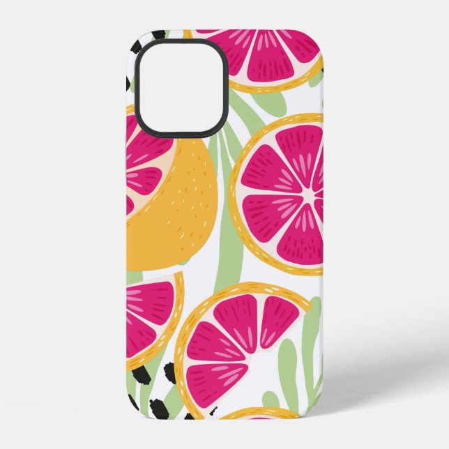 Fruit seamless pattern, grapefruit with tropical l iPhone case (Back)