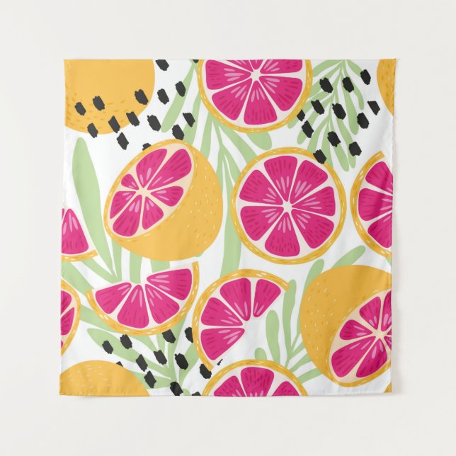 Fruit seamless pattern, grapefruit with tropical l tapestry (Front)