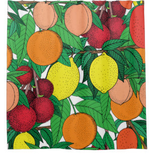 Fruit seamless pattern, hand drawn sketch, orange,