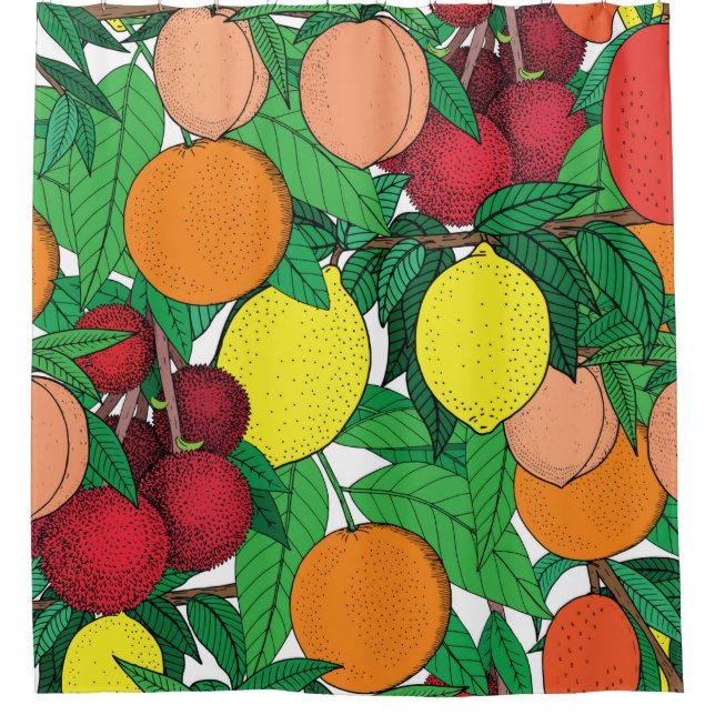 Fruit seamless pattern, hand drawn sketch, orange, (Front)