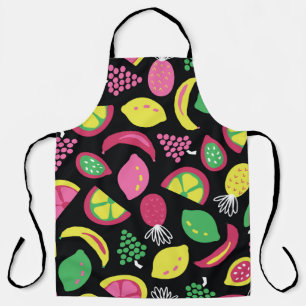 Fruit seamless vintage pattern black green yellow  apron