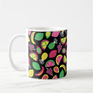 Fruit seamless vintage pattern black green yellow  coffee mug