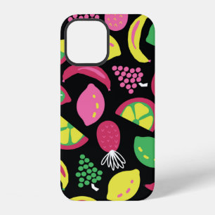 Fruit seamless vintage pattern black green yellow  iPhone 12 case