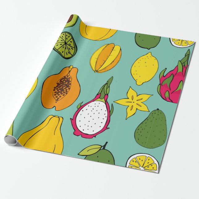 Fruit. Seamless vintage pattern Wrapping Paper (Unrolled)