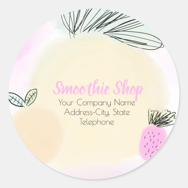 Fruit Shop Smoothie Beverage Business Label (Front)