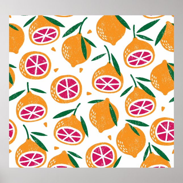 Fruit Stamp Textured Seamless Pattern Poster (Front)