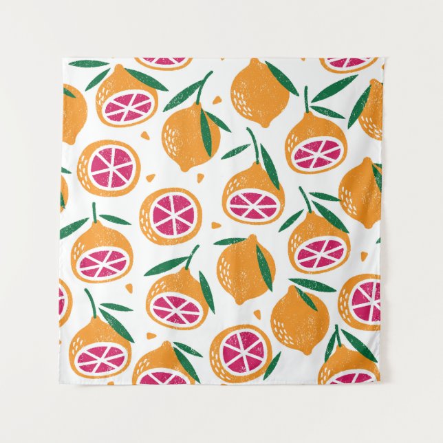 Fruit Stamp Textured Seamless Pattern Tapestry (Front)