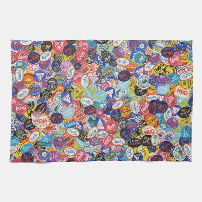 Fruit Sticker Montage Pattern Kitchen Towel (Horizontal)
