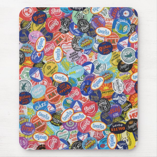 Fruit Sticker Montage Pattern Mouse Pad (Front)