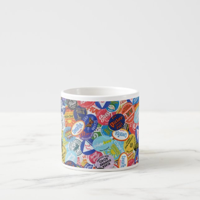 Fruit Sticker Montage Pattern Specialty Espresso Cup (Front)