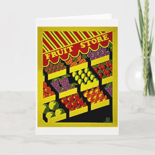 Fruit Store - Bright Red Yellow Vintage WPA Poster Thank You Card