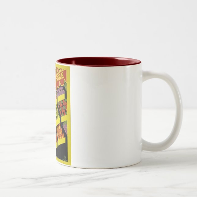 Fruit Store- WPA Poster - Two-Tone Coffee Mug (Right)