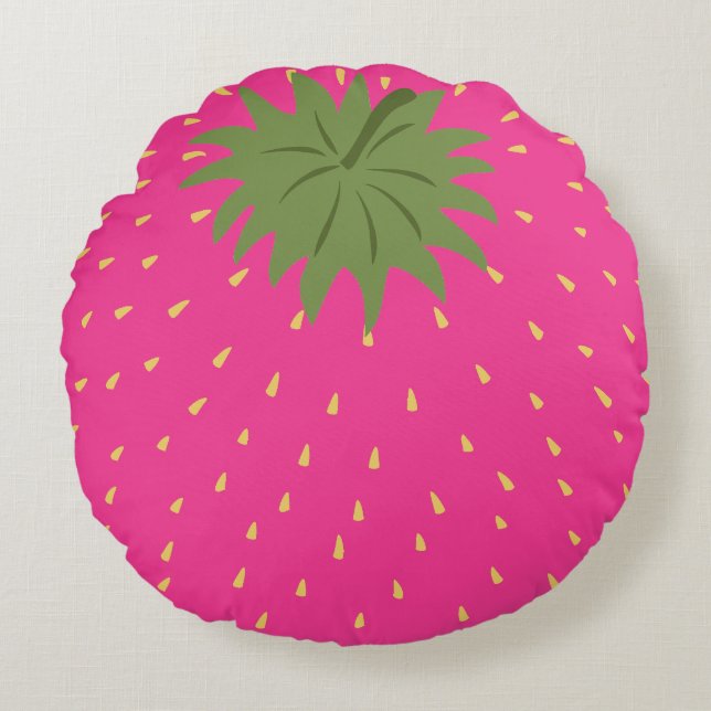 Fruit Strawberry Round Pillow (Front)