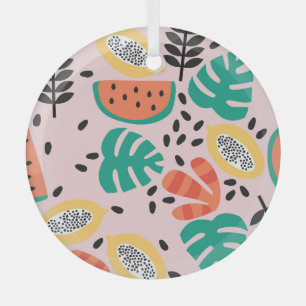 Fruit Stylish: Vintage Pattern Design. Glass Ornament