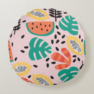 Fruit Stylish: Vintage Pattern Design. Round Pillow