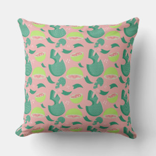 Fruit Summer Guava Pink Monstera Pattern Throw Pillow