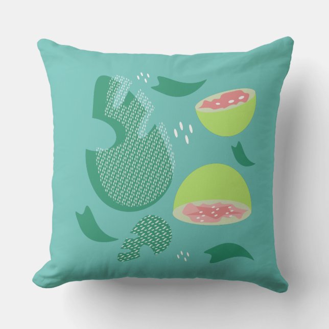 Fruit Summer Guava Pink Monstera Throw Pillow (Front)