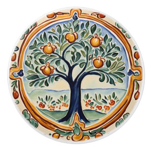 Fruit Tree Mediterranean Italian Rural Folk Art Ceramic Knob