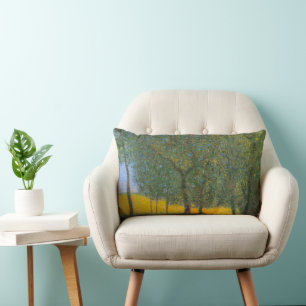 Fruit Trees by Gustav Klimt, Vintage Art Nouveau Lumbar Pillow