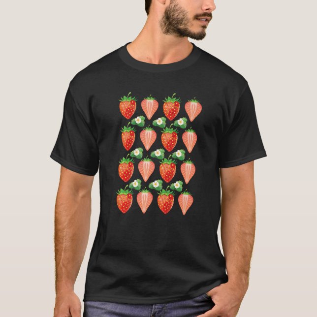 Fruit  Vegans Strawberry Pattern Fruitarian Strawb T-Shirt (Front)