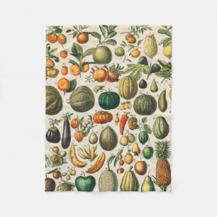 Fruit Vegetable Botanical Scientific Illustration Fleece Blanket