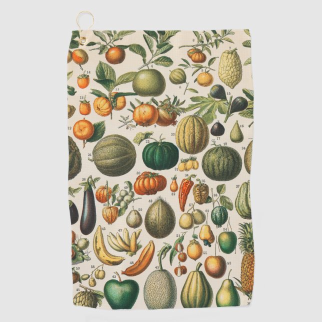 Fruit Vegetable Botanical Scientific Illustration Golf Towel (Front)