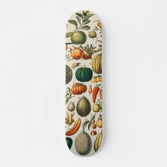 Fruit Vegetable Botanical Scientific Illustration Skateboard (Front)
