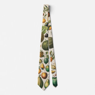 Fruit Vegetable Botanical Scientific Illustration Tie