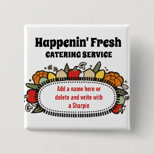 fruit vegetable cooking class catering name badge 2 inch square button