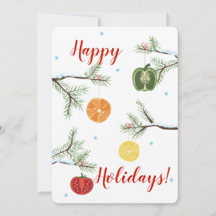 Fruit vegetable slices tree food Christmas card