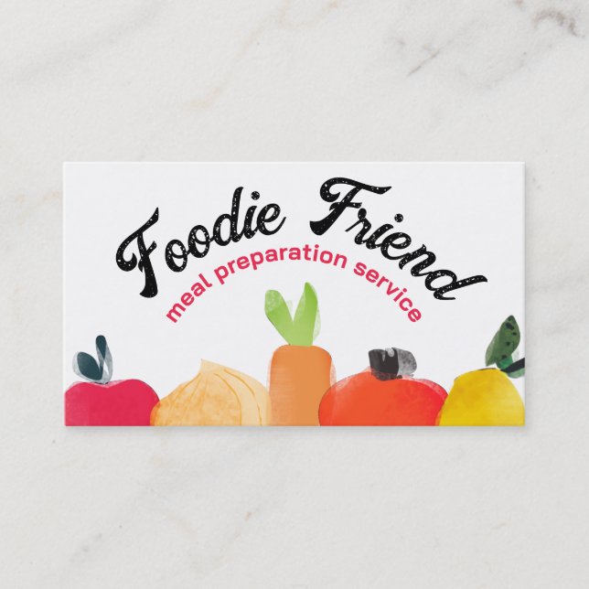 fruit vegetable tops chef catering business cards (Front)
