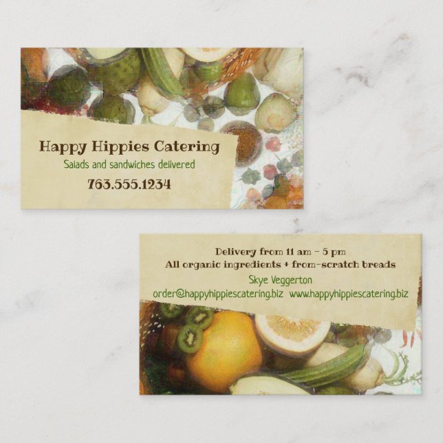Fruit vegetable vegan healthy food business card (Front/Back)
