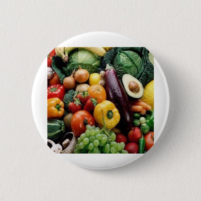 FRUIT & VEGETABLES 2 INCH ROUND BUTTON (Front)