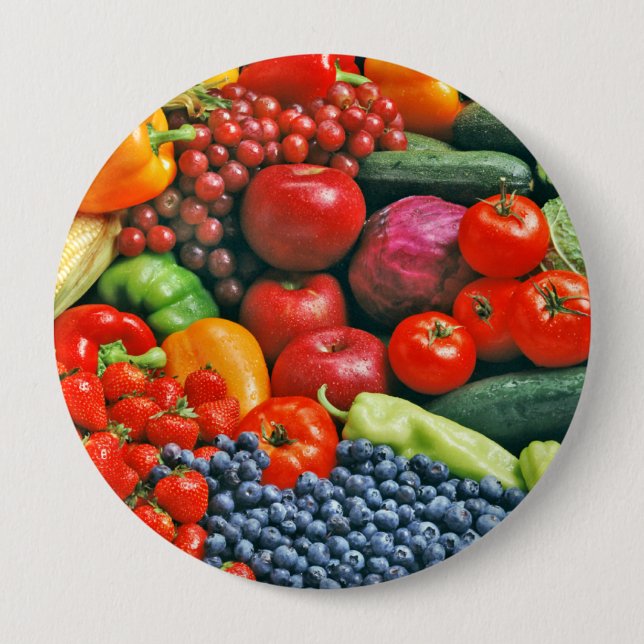 fruit & vegetables 4 inch round button (Front)
