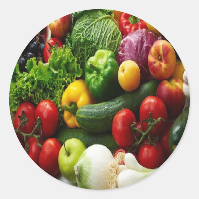 FRUIT & VEGETABLES CLASSIC ROUND STICKER (Front)