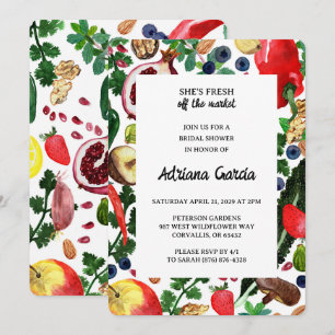 Fruit Veggie Watercolor FRESH OFF MARKET Bridal  Invitation