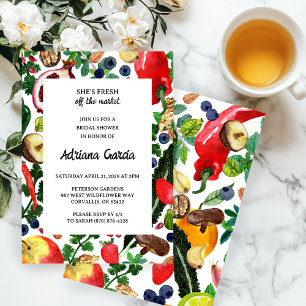 Fruit Veggie Watercolor FRESH OFF MARKET Bridal  Invitation
