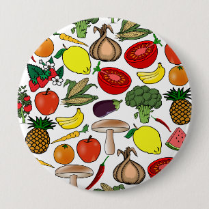 Fruit & veggies button, huge 4 inch round button