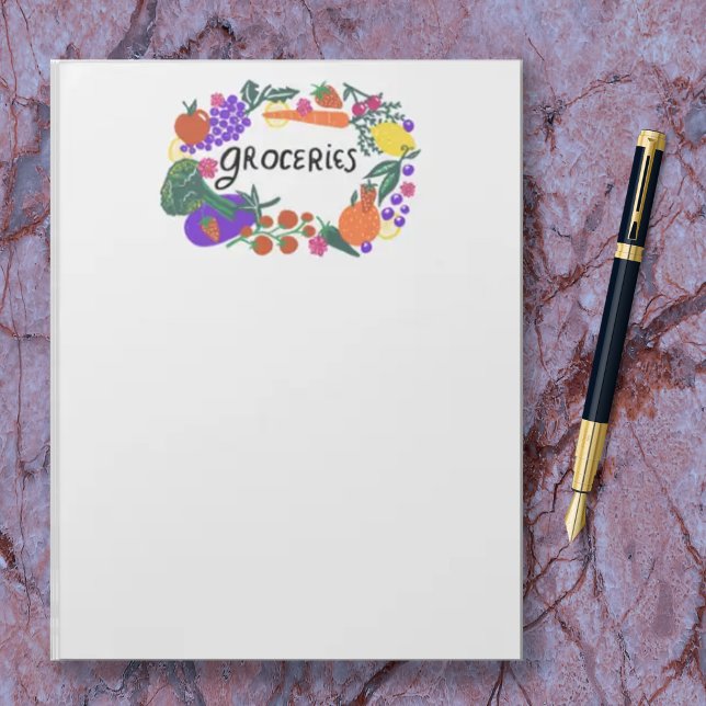 Fruit & Veggies Illustration Grocery Shopping List Notepad (Creator Uploaded)
