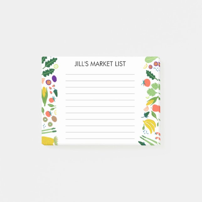 Fruit & Veggies Meal Grocery Shopping List CUSTOM Post-it Notes (Front)