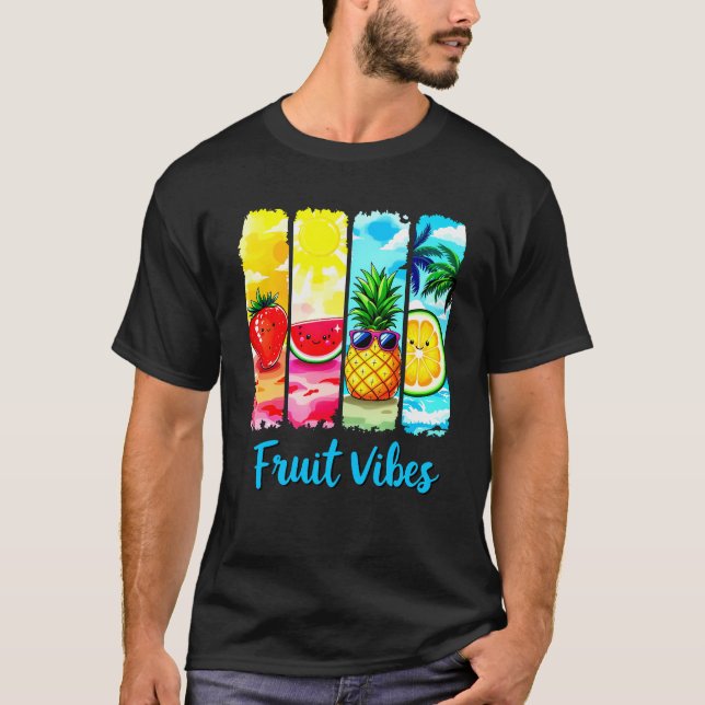 Fruit Vibes Summer Cute Cartoon Fruits T-Shirt (Front)